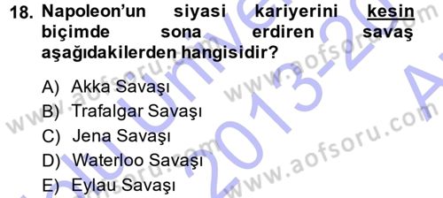 Siyasi Tarih 1 Dersi Ara Sınavı Deneme Sınav Soruları 18. Soru