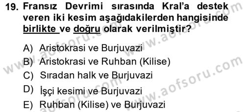 Siyasi Tarih 1 Dersi Ara Sınavı Deneme Sınav Soruları 19. Soru