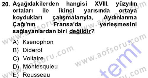 Siyasi Tarih 1 Dersi Ara Sınavı Deneme Sınav Soruları 20. Soru