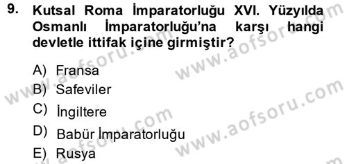 Siyasi Tarih 1 Dersi Ara Sınavı Deneme Sınav Soruları 9. Soru