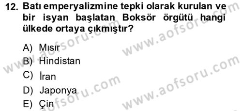 Siyasi Tarih 1 Dersi 2013 - 2014 Yılı (Final) Dönem Sonu Sınav Soruları 12. Soru