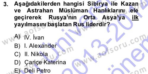 Siyasi Tarih 1 Dersi 2013 - 2014 Yılı (Final) Dönem Sonu Sınav Soruları 3. Soru