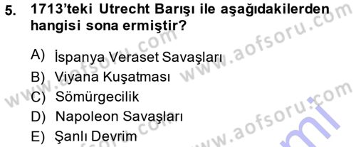 Siyasi Tarih 1 Dersi 2013 - 2014 Yılı (Final) Dönem Sonu Sınav Soruları 5. Soru