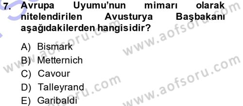 Siyasi Tarih 1 Dersi 2013 - 2014 Yılı (Final) Dönem Sonu Sınav Soruları 7. Soru