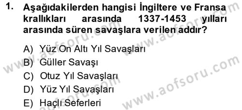 Siyasi Tarih 1 Dersi 2013 - 2014 Yılı Tek Ders Sınav Soruları 1. Soru