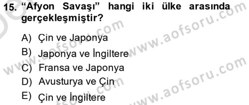Siyasi Tarih 1 Dersi 2013 - 2014 Yılı Tek Ders Sınav Soruları 15. Soru