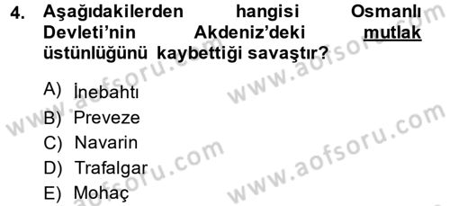 Siyasi Tarih 1 Dersi 2013 - 2014 Yılı Tek Ders Sınav Soruları 4. Soru