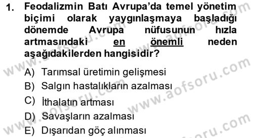 Siyasi Tarih 1 Dersi Ara Sınavı Deneme Sınav Soruları 1. Soru