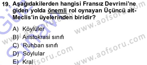 Siyasi Tarih 1 Dersi 2014 - 2015 Yılı (Vize) Ara Sınav Soruları 19. Soru