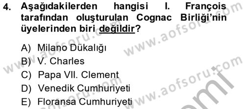 Siyasi Tarih 1 Dersi 2014 - 2015 Yılı (Final) Dönem Sonu Sınav Soruları 4. Soru