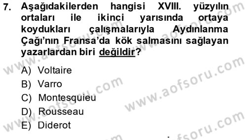 Siyasi Tarih 1 Dersi 2014 - 2015 Yılı (Final) Dönem Sonu Sınav Soruları 7. Soru