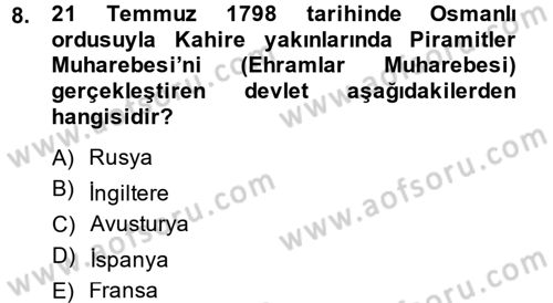 Siyasi Tarih 1 Dersi 2014 - 2015 Yılı (Final) Dönem Sonu Sınav Soruları 8. Soru