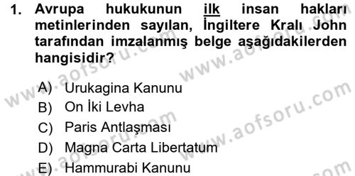 Siyasi Tarih 1 Dersi Ara Sınavı Deneme Sınav Soruları 1. Soru