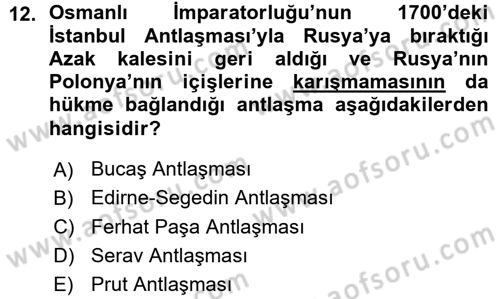 Siyasi Tarih 1 Dersi 2015 - 2016 Yılı (Vize) Ara Sınav Soruları 12. Soru