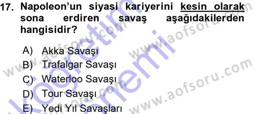 Siyasi Tarih 1 Dersi Ara Sınavı Deneme Sınav Soruları 17. Soru