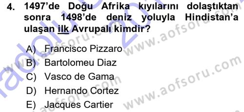Siyasi Tarih 1 Dersi Ara Sınavı Deneme Sınav Soruları 4. Soru