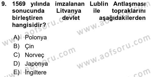 Siyasi Tarih 1 Dersi 2015 - 2016 Yılı (Vize) Ara Sınav Soruları 9. Soru