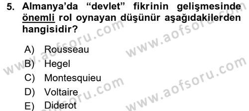 Siyasi Tarih 1 Dersi 2015 - 2016 Yılı (Final) Dönem Sonu Sınav Soruları 5. Soru