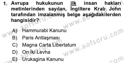 Siyasi Tarih 1 Dersi 2015 - 2016 Yılı Tek Ders Sınav Soruları 1. Soru
