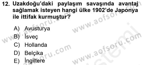 Siyasi Tarih 1 Dersi 2015 - 2016 Yılı Tek Ders Sınav Soruları 12. Soru