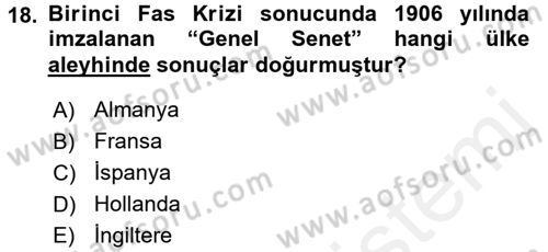 Siyasi Tarih 1 Dersi 2015 - 2016 Yılı Tek Ders Sınav Soruları 18. Soru