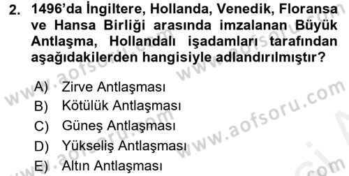Siyasi Tarih 1 Dersi 2015 - 2016 Yılı Tek Ders Sınav Soruları 2. Soru