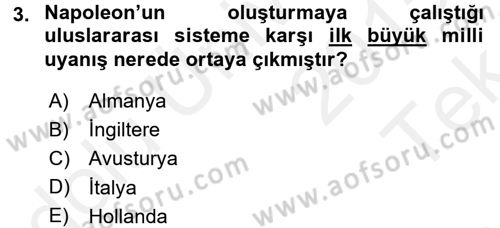 Siyasi Tarih 1 Dersi 2015 - 2016 Yılı Tek Ders Sınav Soruları 3. Soru