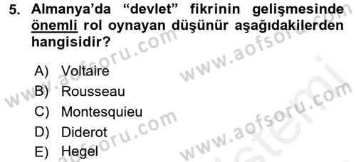 Siyasi Tarih 1 Dersi 2015 - 2016 Yılı Tek Ders Sınav Soruları 5. Soru