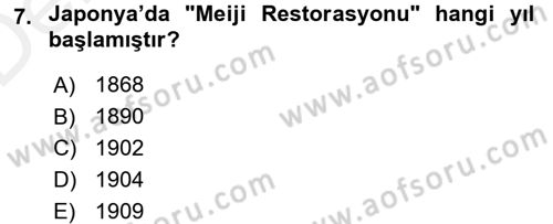 Siyasi Tarih 1 Dersi 2015 - 2016 Yılı Tek Ders Sınav Soruları 7. Soru