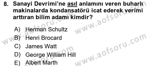 Siyasi Tarih 1 Dersi 2015 - 2016 Yılı Tek Ders Sınav Soruları 8. Soru