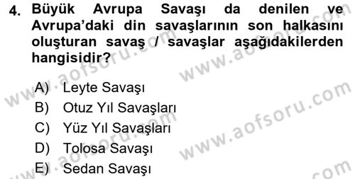 Siyasi Tarih 1 Dersi 2016 - 2017 Yılı 3 Ders Sınav Soruları 4. Soru