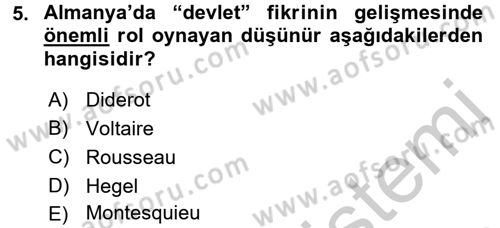 Siyasi Tarih 1 Dersi 2016 - 2017 Yılı 3 Ders Sınav Soruları 5. Soru