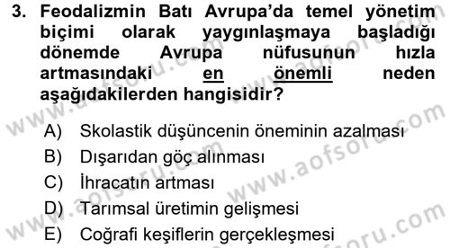 Siyasi Tarih 1 Dersi 2016 - 2017 Yılı (Vize) Ara Sınav Soruları 3. Soru