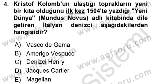 Siyasi Tarih 1 Dersi Ara Sınavı Deneme Sınav Soruları 4. Soru