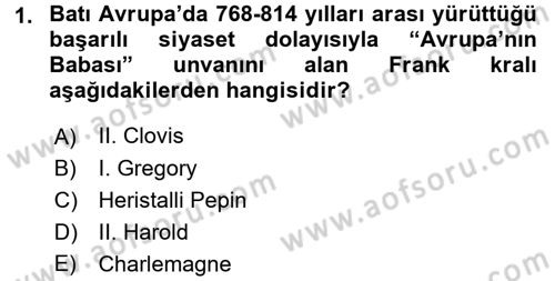 Siyasi Tarih 1 Dersi 2016 - 2017 Yılı (Final) Dönem Sonu Sınav Soruları 1. Soru