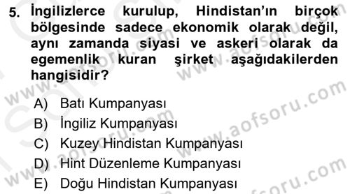 Siyasi Tarih 1 Dersi 2016 - 2017 Yılı (Final) Dönem Sonu Sınav Soruları 5. Soru
