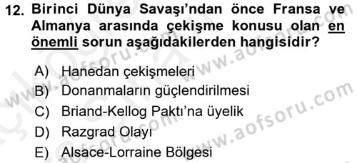Siyasi Tarih 1 Dersi 2017 - 2018 Yılı 3 Ders Sınav Soruları 12. Soru