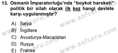 Siyasi Tarih 1 Dersi 2017 - 2018 Yılı 3 Ders Sınav Soruları 13. Soru