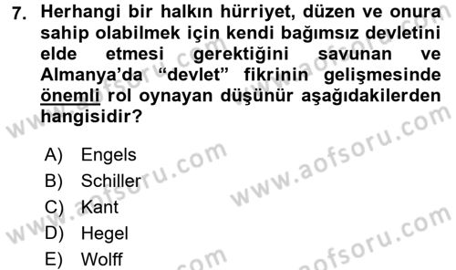 Siyasi Tarih 1 Dersi 2017 - 2018 Yılı 3 Ders Sınav Soruları 7. Soru