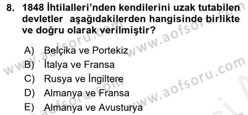Siyasi Tarih 1 Dersi 2017 - 2018 Yılı 3 Ders Sınav Soruları 8. Soru