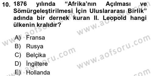 Siyasi Tarih 1 Dersi 2017 - 2018 Yılı (Final) Dönem Sonu Sınav Soruları 10. Soru