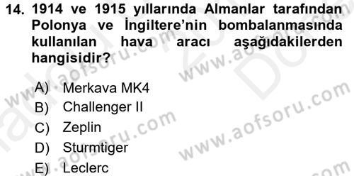 Siyasi Tarih 1 Dersi 2017 - 2018 Yılı (Final) Dönem Sonu Sınav Soruları 14. Soru