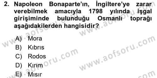 Siyasi Tarih 1 Dersi 2017 - 2018 Yılı (Final) Dönem Sonu Sınav Soruları 2. Soru