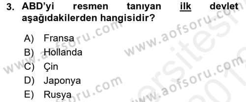 Siyasi Tarih 1 Dersi 2017 - 2018 Yılı (Final) Dönem Sonu Sınav Soruları 3. Soru