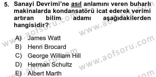 Siyasi Tarih 1 Dersi 2017 - 2018 Yılı (Final) Dönem Sonu Sınav Soruları 5. Soru