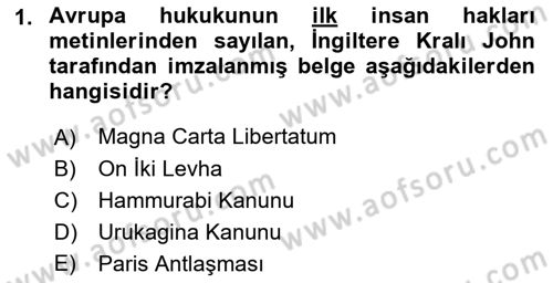 Siyasi Tarih 1 Dersi 2018 - 2019 Yılı 3 Ders Sınav Soruları 1. Soru