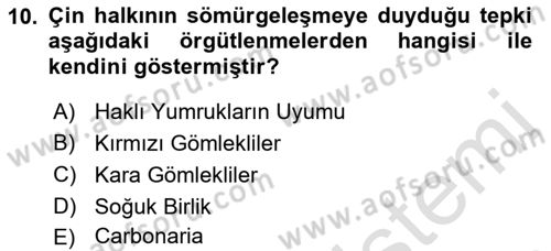 Siyasi Tarih 1 Dersi 2018 - 2019 Yılı 3 Ders Sınav Soruları 10. Soru