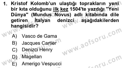 Siyasi Tarih 1 Dersi Ara Sınavı Deneme Sınav Soruları 1. Soru