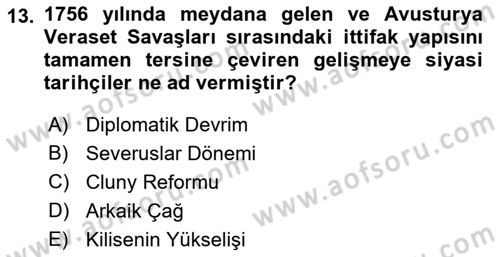 Siyasi Tarih 1 Dersi 2018 - 2019 Yılı (Vize) Ara Sınav Soruları 13. Soru