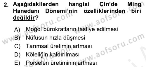 Siyasi Tarih 1 Dersi 2018 - 2019 Yılı (Final) Dönem Sonu Sınav Soruları 2. Soru